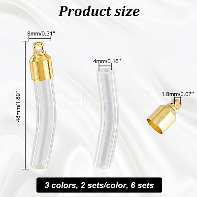 6 Set 3 Colors Transparent Glass Vial Pendant Normal Link Connectors GLAA-PH0002-31-1