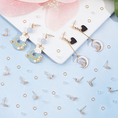 16Pcs 2 Style Brass Stud Earring Findings KK-CN0001-89-1