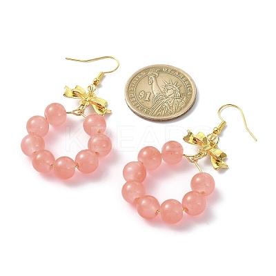 Imitation Jade Glass Beaded Ring Dangle Earrings EJEW-JE05567-02-1