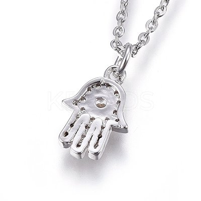 Brass Micro Pave Cubic Zirconia Pendant Necklaces NJEW-L146-08-1