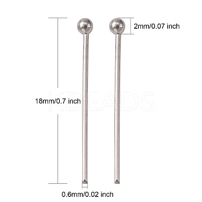 Tarnish Resistant 304 Stainless Steel Ball Head Pins STAS-K146-045-18x0.6mm-1