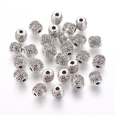 Tibetan Style Alloy Barrel Beads LS-TIBEB-5178-AS-NR-1