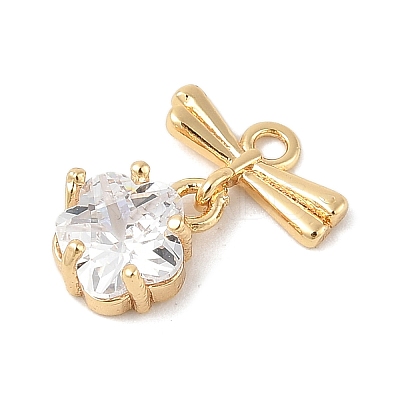 Brass Micro Pave Cubic Zirconia Pendants KK-R219-17G-1