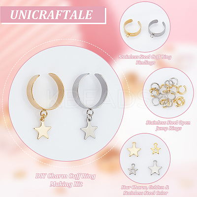 DIY Star Charm Cuff Ring Making Kit STAS-UN0051-40-1
