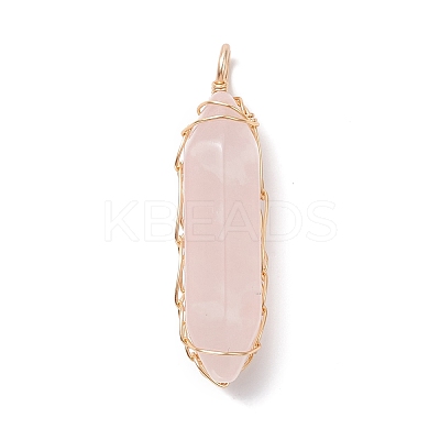 Natural Mixed Gemstone Double Terminal Pointed Pendants PALLOY-JF02059-1
