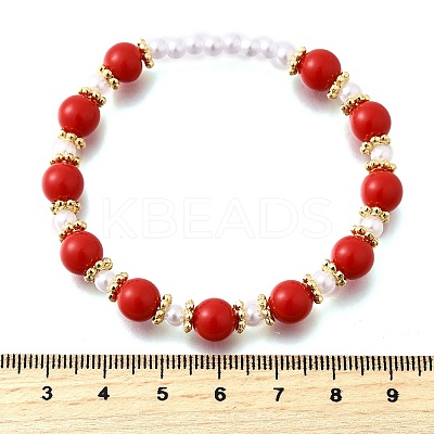 ABS Imitation Pearl Round Beads Stretch Bracelets for Women BJEW-D317-10A-G-1