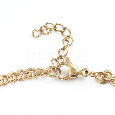 304 Stainless Steel Diamond Cut Cuban Link Chain Bracelets BJEW-L673-012-G-1