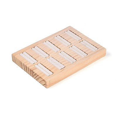 10-Slot Rectangle Bamboo Ring Display Tray Stands RDIS-WH0002-28B-1