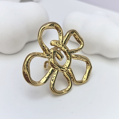Adjustable 304 Stainless Steel Cuff Open Rings for Women RJEW-B155-01G-1