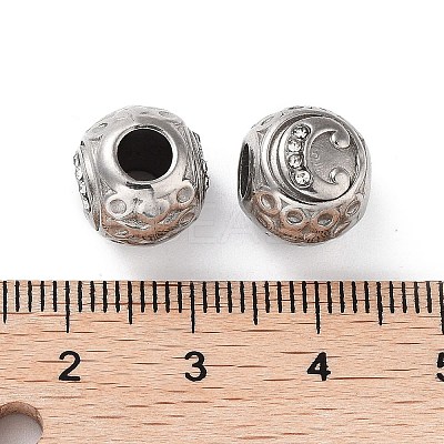 304 Stainless Steel Rhinestone European Beads STAS-A092-10C-P-1