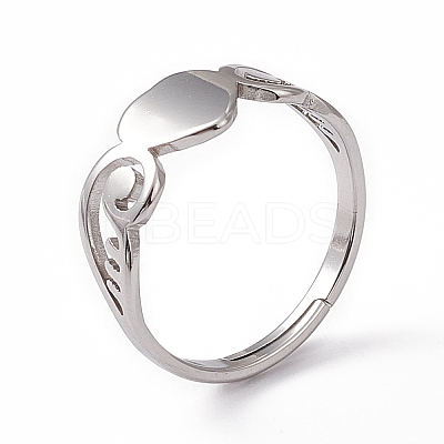 Non-Tarnish 201 Stainless Steel Heart Adjustable Ring for Women RJEW-K242-01P-1