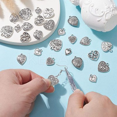 50Pcs 10 Style Tibetan Style Alloy Pendants FIND-CJ0001-16-1
