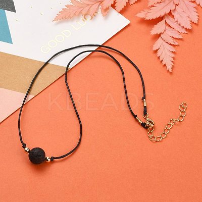 Natural Lava Rock Beaded Necklaces NJEW-JN03099-05-1