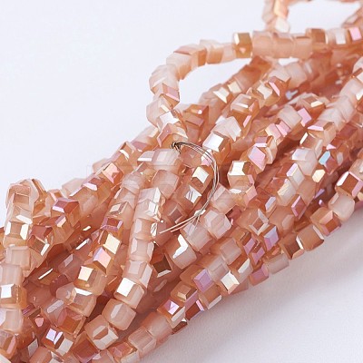 Electroplate Glass Beads Strands EGLA-F121-HR-B04-1