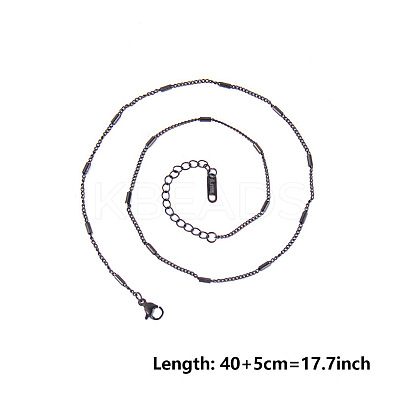 2mm Unisex 304 Stainless Steel Curb Chains Necklaces with Tube IM8182-4-1