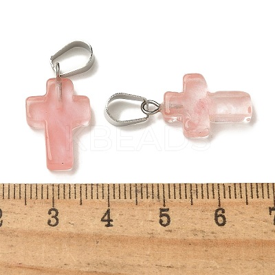 Cherry Quartz Glass Pendants G-Z067-04P-04-1