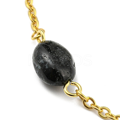 Natural Mixed Gemstone Nuggets Beaded Anklet with PVD Vacuum Plating 304 Stainless Steel Chains AJEW-Z008-04-1