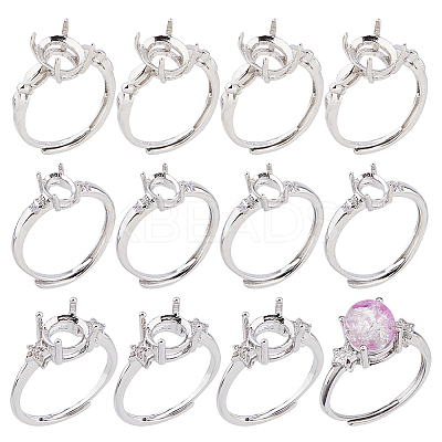 12pcs 4 Style Brass Adjustable Ring Settings FIND-HS0001-77-1
