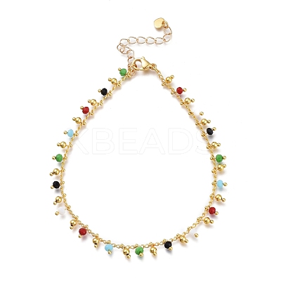 Brass Curb Chains Anklets AJEW-AN00310-1