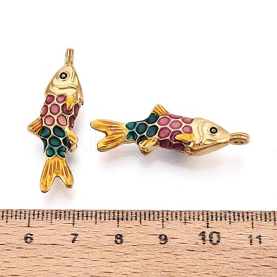 304 Stainless Steel and Enamel Pendants STAS-T068-99B-G-1