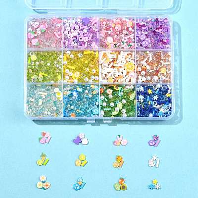 144G 12 Colors Handmade Polymer Clay Cabochons and Plastic Beads for DIY Jewelry Making Findings CLAY-FS0001-47-1