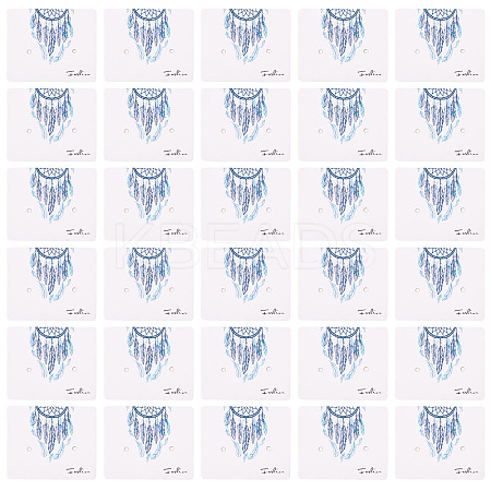 100Pcs Woven Web/Net with Feather Print Paper Jewelry Display Cards CDIS-TA0001-43-1