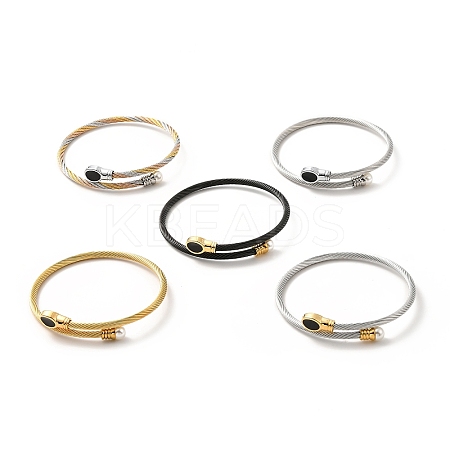 304 Stainless Steel Twist Rope Cuff Bangle BJEW-P283-18M-1