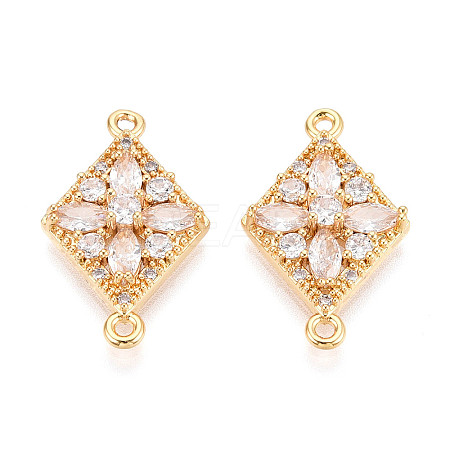Brass Pave Clear Cubic Zirconia Links/Connector Charms KK-T077-64G-1