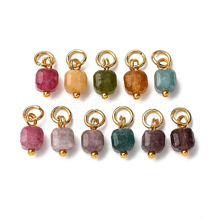 Natural Colorful Tourmaline Faceted Table Cut Cube Charms X-PALLOY-JF04482-01-1