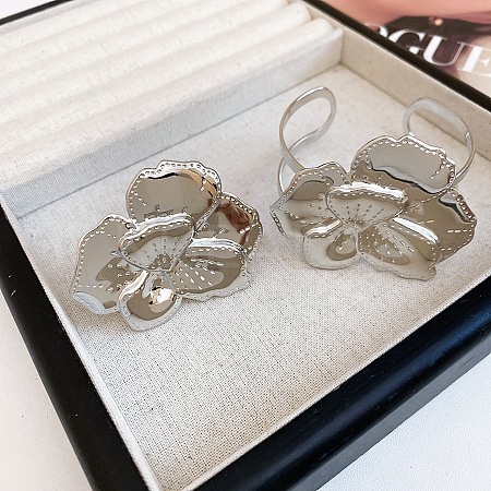 Iron Open Cuff Bangle & Ring Set for Women WG478CE-04-1