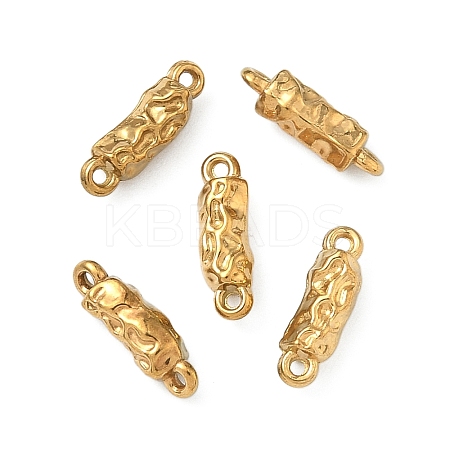 304 Stainless Steel Textured Rectangle Links Connector Charms STAS-D211-01B-G-1