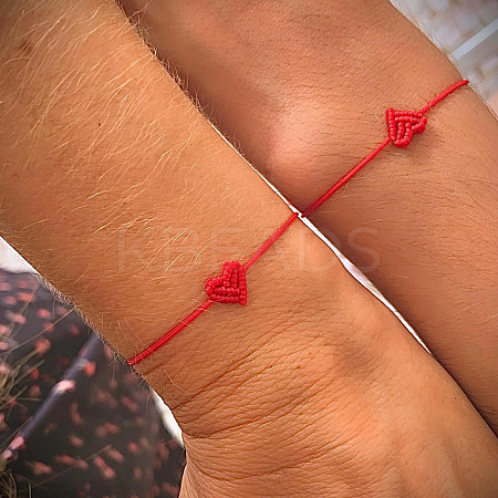 Handmade Minimalist Woven Heart Friendship Adjustable Polyester Cord Bracelets for Unisex LU3037-1