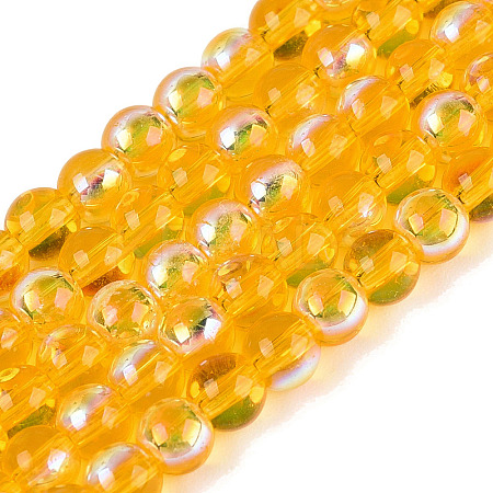 Electroplate Transparent Glass Beads Strands EGLA-Q132-4MM-A18-1