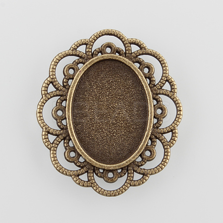 Filigree Wrap Oval Alloy Cabochon Settings PALLOY-N0088-11AB-NF-1