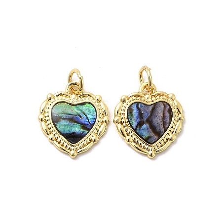 Epoxy Resin & Natural Paua Shell Heart Charms KK-K384-19A-G-1