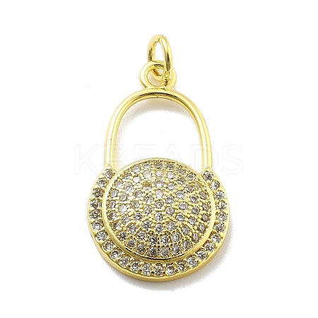 Rack Plating Brass Micro Pave Cubic Zirconia Pendants KK-D359-08G-1