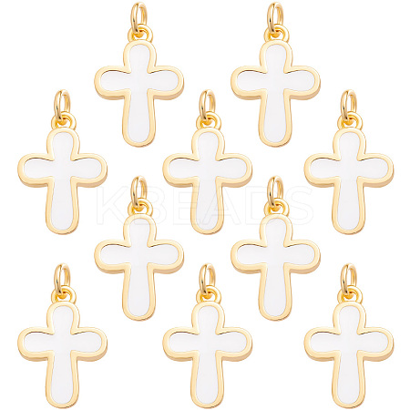 10Pcs Brass Enamel Pendants KK-BBC0029-22-1