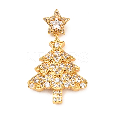 Christmas Brass Micro Pave Cubic Zirconia Pendants KK-F922-01G-1