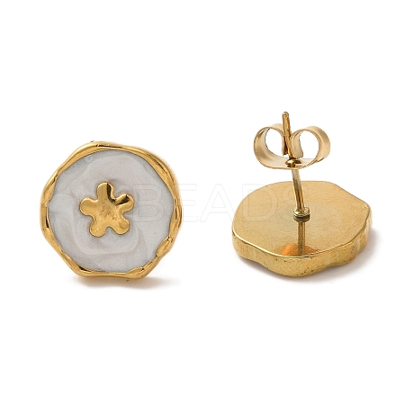 Ion Plating(IP) 304 Stainless Steel Flower Stud Earrings EJEW-C114-14A-G-1