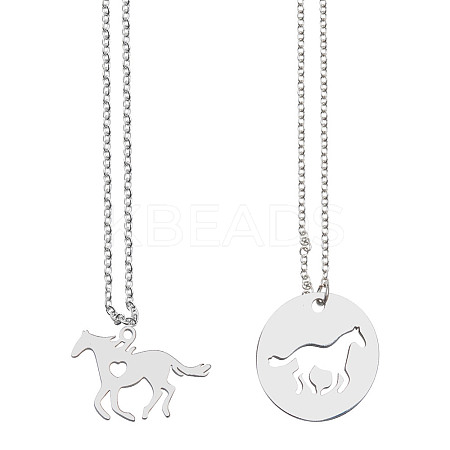 DIY 304 Stainless Steel Horse Pendant Necklace Making Kit DIY-DR0001-44-1