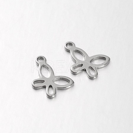 Tarnish Resistant 304 Stainless Steel Butterfly Charms STAS-N059-35-1