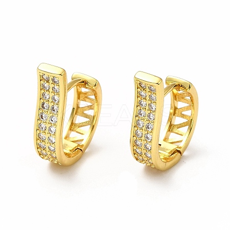 Clear Cubic Zirconia Rectangle Hoop Earrings EJEW-H093-12G-1