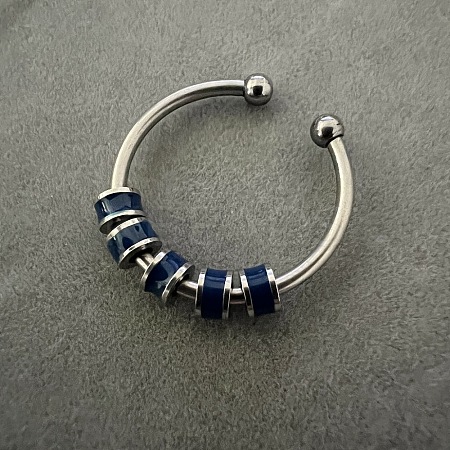 304 Stainless Steel Enamel Disc Beaded Adjustable Open Rings FS-WGAD8B0-05-1