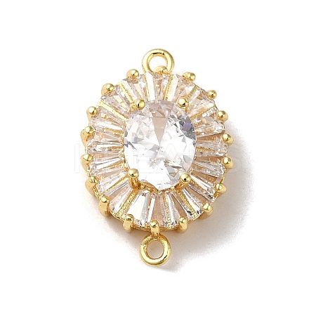 Brass Pave Clear Glass Rhinestone Connector Charms KK-B079-12G-1