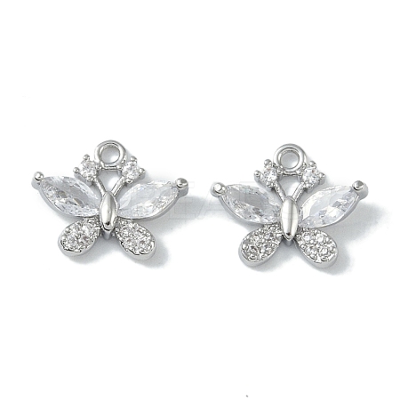 Brass Micro Pave Clear Cubic Zirconia Charms KK-H482-09P-01-1