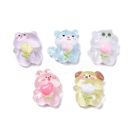 Luminous Cute Animal Translucent Resin Decoden Cabochons RESI-B024-05-1