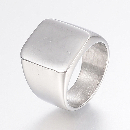 Tarnish Resistant 304 Stainless Steel Signet Band Rings for Men RJEW-G091-16-21mm-P-1