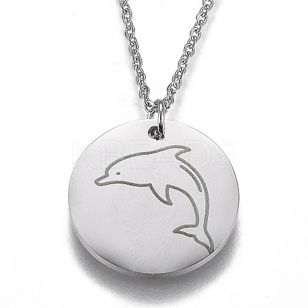 Non-Tarnish 304 Stainless Steel Pendant Necklaces NJEW-Z006-01P-1