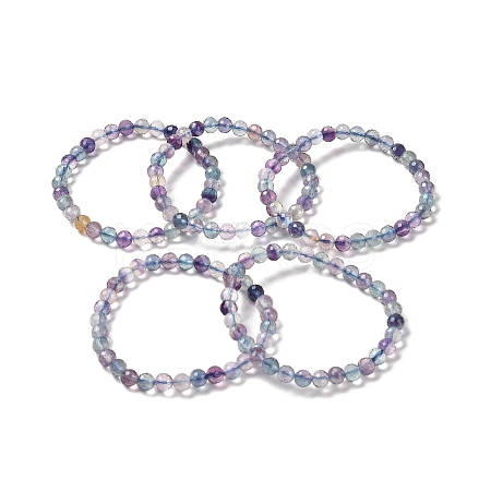 Natural Fluorite Beaded Stretch Bracelets BJEW-K233-01A-02-01-1