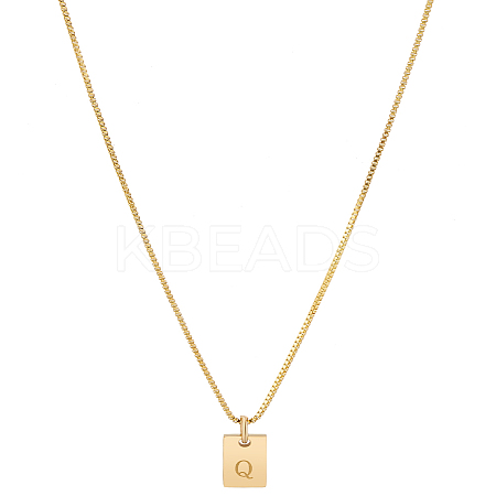 1Pc Stainless Steel Letter Rectangle Pendant Necklaces NJEW-LP0001-34Q-G-1